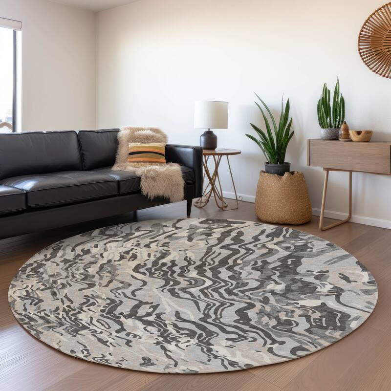 Premium Washable Super Soft Modern Contemporary Mayfield Rug - Gray - 8' x 8'