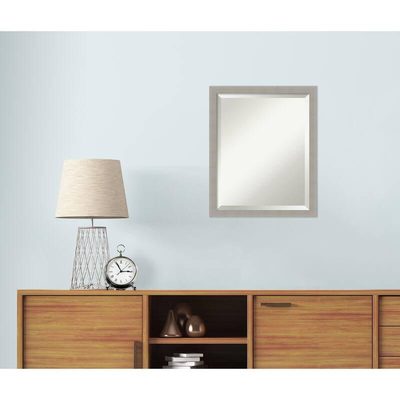 Woodgrain Stripe Beveled Wood Framed Wall Mirror