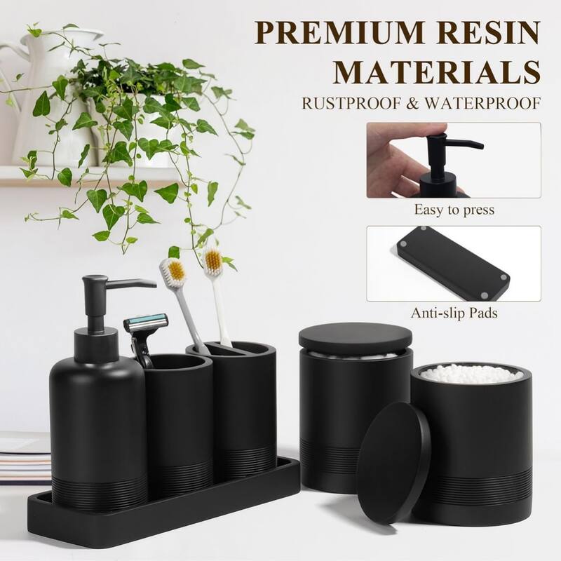 6-piece bathroom toothbrush set, glass cup, cotton swab jar, modern bathroom organizer