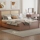preview thumbnail 14 of 46, Rattan Platform Bed Frame with 4 Storage Drawers and Wooden Rattan Headboard for Kids, No Box Spring Needed