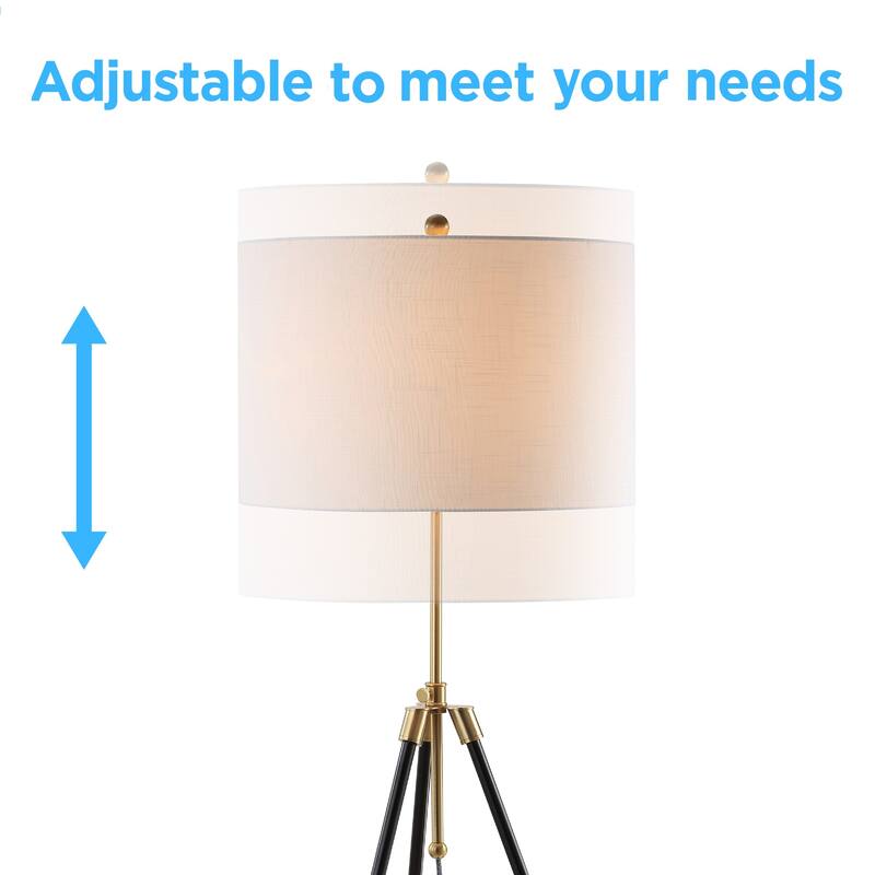 Arco 67" Adjustable Metal LED Floor Lamp, Black/Brass by JONATHAN Y - 67" H x 25.5" W x 25.5" D
