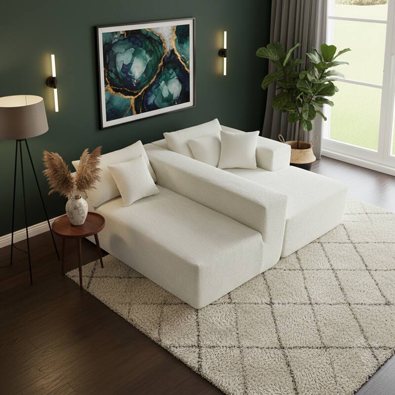 103.54" L-Shaped Modern High-Density Sponge Velvet Modular Sectional Sofa with Chaise & Pillows