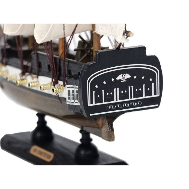 12" Wooden USS Constitution Limited Tall Ship Model Ideal Addition to Desk, Shelf or Table - 12" L x 2" W x 9" H