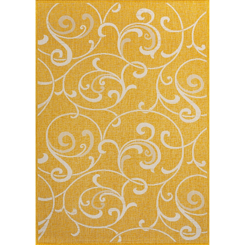 JONATHAN Y Isla Traditional Classic All-Over Scroll Green/Cream Indoor/Outdoor Area Rug - 3 X 5 - Yellow/Cream