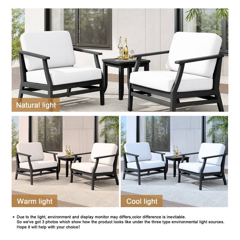 Teak Outdoor Bistro Set with Weather-Resistant Cushions (3-Piece Set)