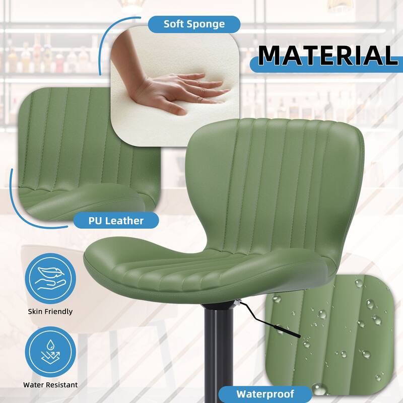 Scallop Swivel Bar Stool Set with Height-adjustable Seat - N/A