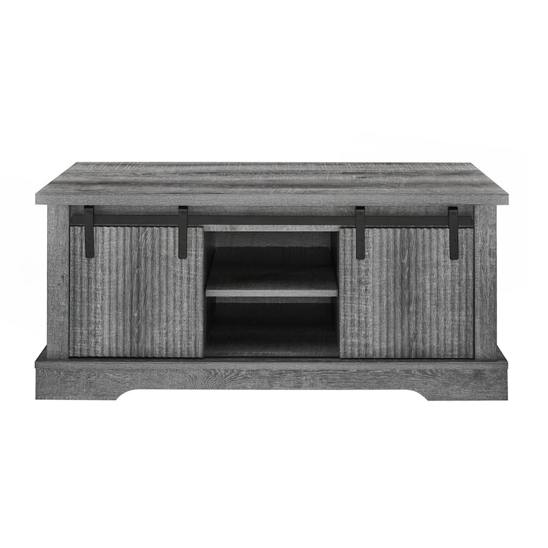41.3 Inch Coffee Table with Storage and Sliding Wood Door