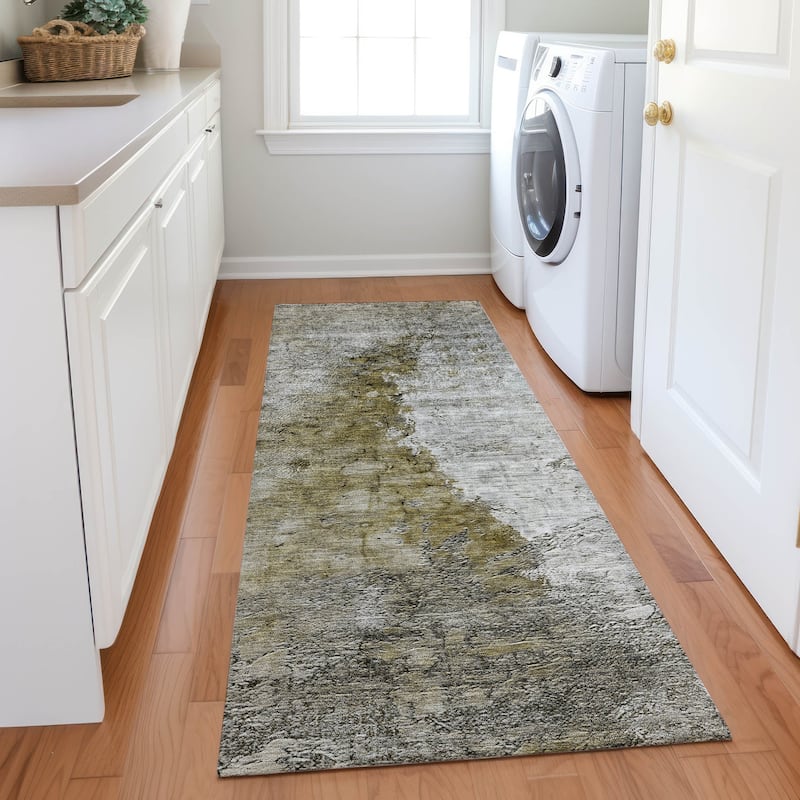 Machine Washable Indoor/ Outdoor Chantille Modern Impressions Rug - Brown - 2'3" x 7'6"
