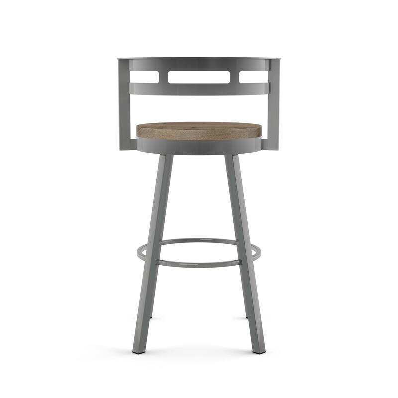 Amisco Vector Swivel Counter Stool with Distressed Wood Seat