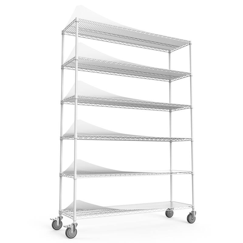 Adjustable Height 6 Tier Metal Wire Shelving Unit with Wheels