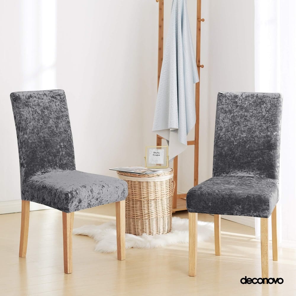 Deconovo Velvet Stretch Polyester Chair Slipcovers Set of 2