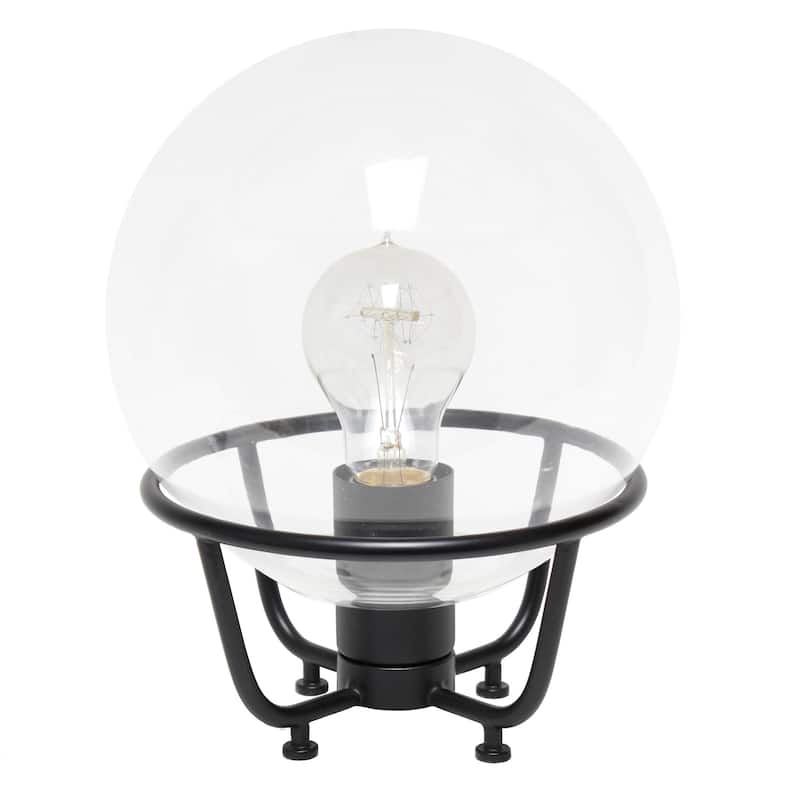 Table Lamp Globe Glass Shade Black Modern Industrial Nightstand Lamp