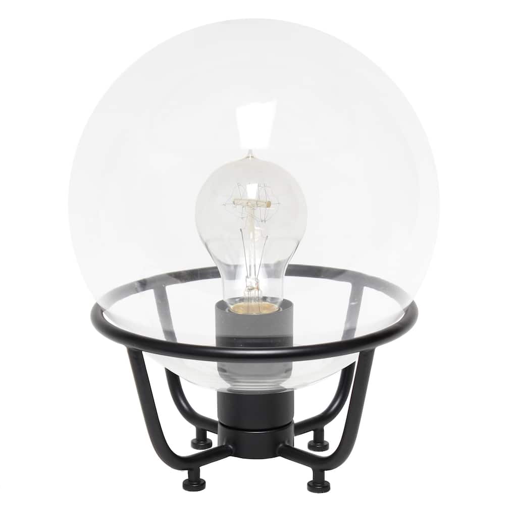 Table Lamp Globe Glass Shade Black Modern Industrial Nightstand Lamp