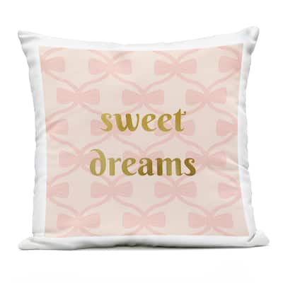 Stupell Pastel Bows & Sweet Dreams Printed Outdoor Throw Pillow Design by Sazerelli Designs