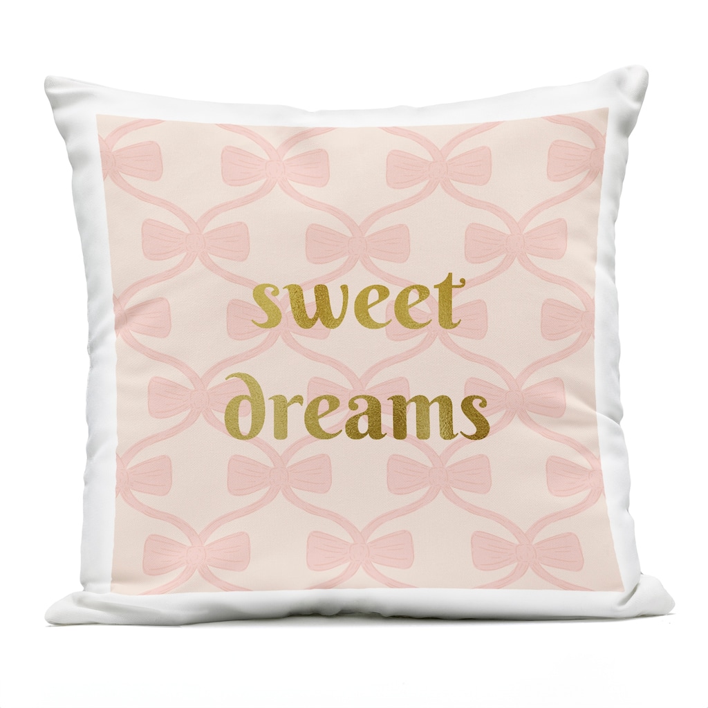 Stupell Pastel Bows & Sweet Dreams Printed Outdoor Throw Pillow Design by Sazerelli Designs