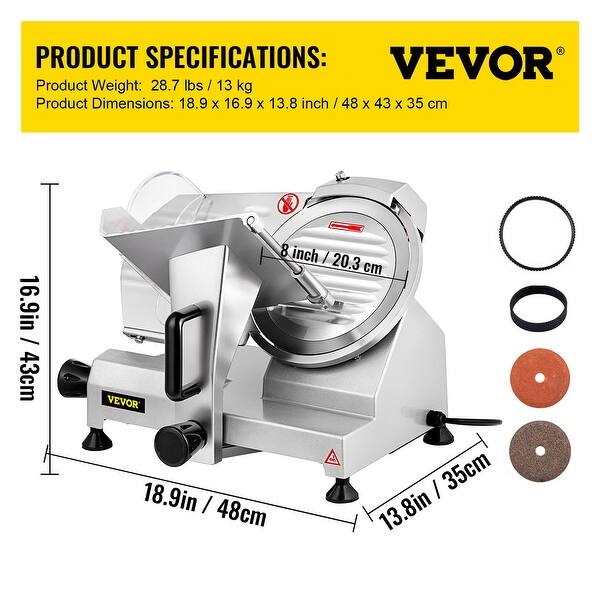 VEVOR Commercial Meat Slicer Electric Deli Food Slicer Meat Slicer with Chromiumplated Steel