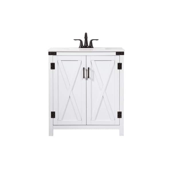 slide 1 of 1, Elegant Lighting VF90230 Grant 30" Free Standing Single Basin Vanity White - Painted