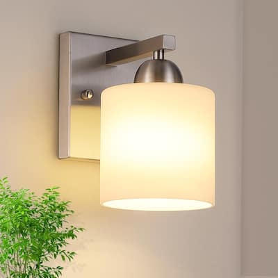 1-light entryway light nickel vanity light glass, metal wall light