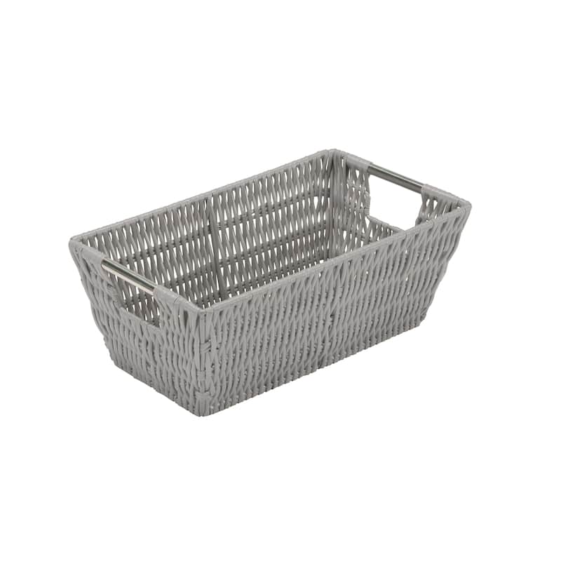 Simplify Small Shelf Storage Rattan Tote Basket in Charcoal - 11.5"x 6.5"x 4.5" - Grey