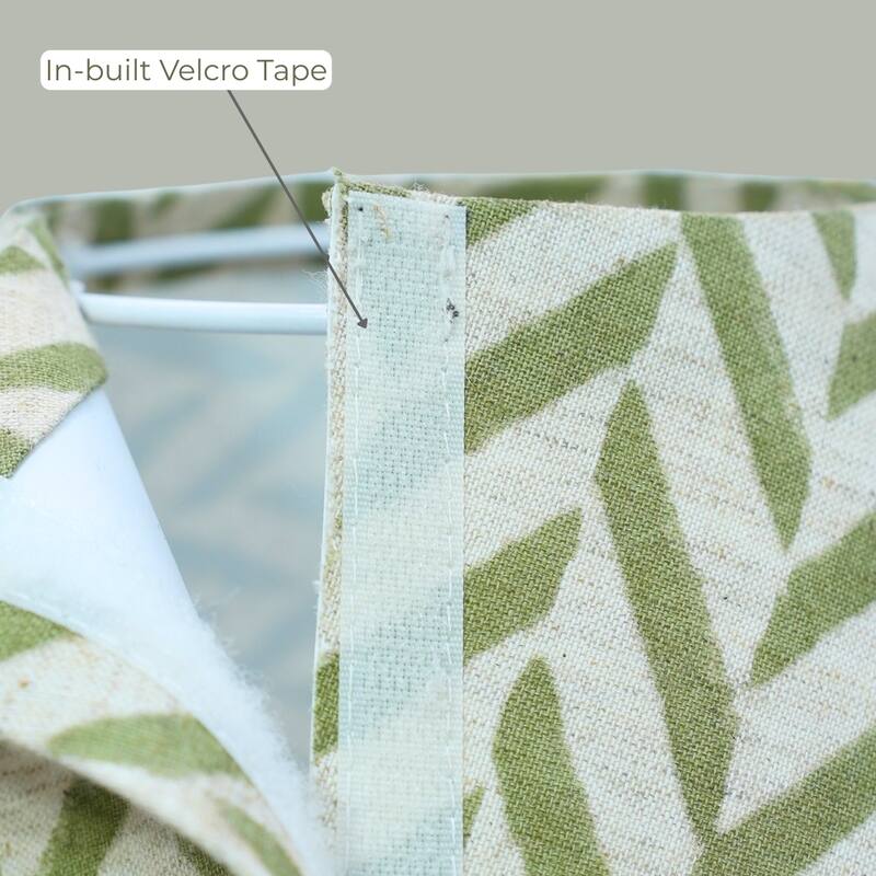 Fabdivine Viscose Linen Handmade Green Block Print Lamp Shade - Ethnic Indian Table Lamp for Living Room, Boho, Artisan Lighting