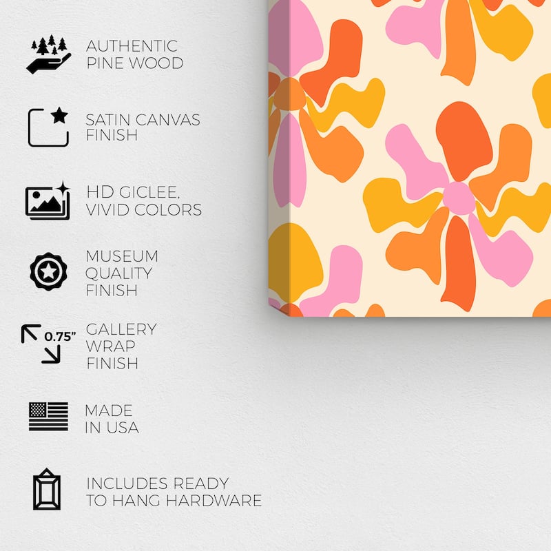 Wynwood Studio Canvas Abstract Flower Creative Pattern Orange and Pastel Pink Modern & Contemporary Wall Art Canvas Print