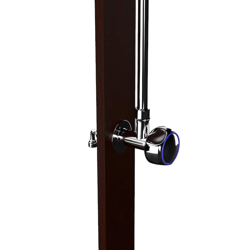 SEI Furniture Parson Oiled Eucalyptus Freestanding Outdoor Shower with Slatted Wood Base and Soap Dish