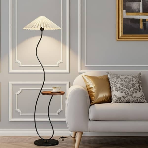 Modern Pleated Floor Lamp with Tray