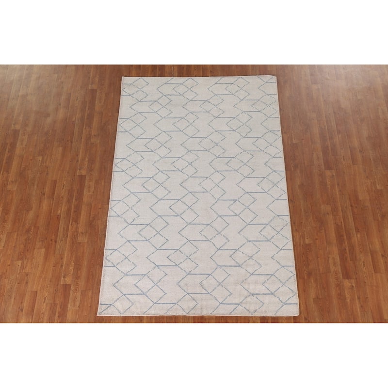 Trellis / Moroccan Indian Area Rug Handmade Wool Carpet - 5'1"x 7'10"