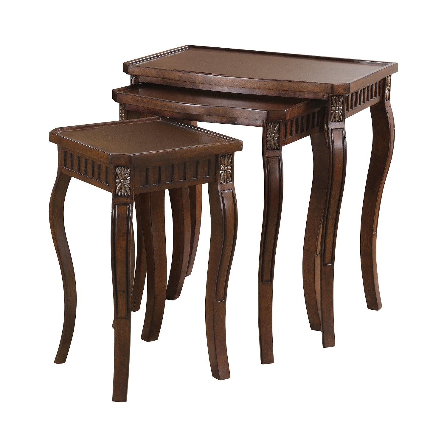 Simple Relax 3 Piece Nesting Table Set with Curved Leg in Warm Brown