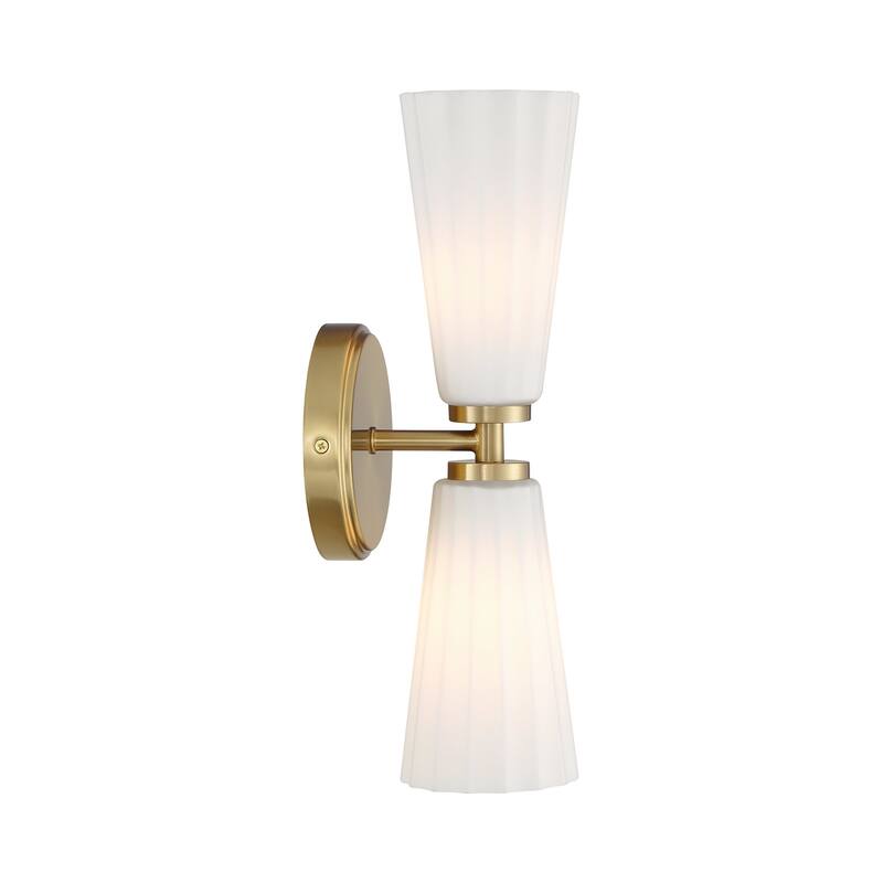 Bellevue SHWS43575 2 Light 15" Tall Bathroom Sconce with White Fluted