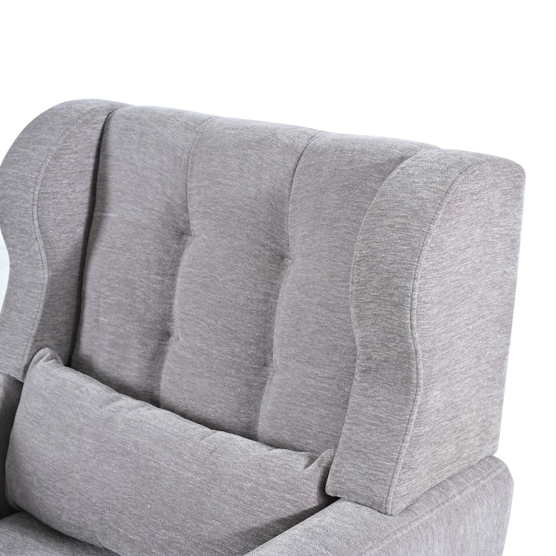 Grey Modern 24.21" Upholstered Button Tufted Arm Chair with Wood Legs for Living Room