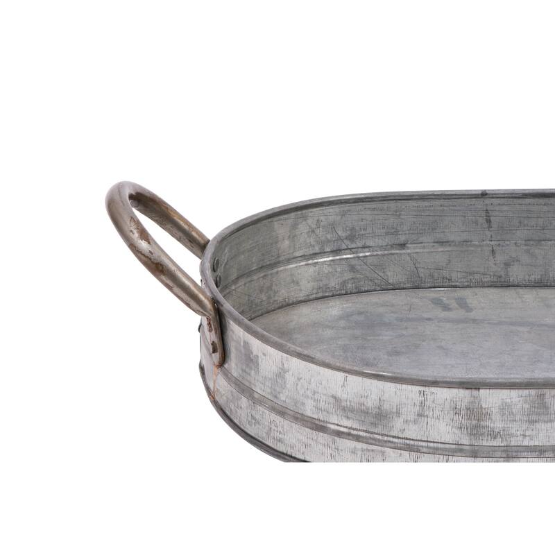 Galvanized Metal Tray with Handles