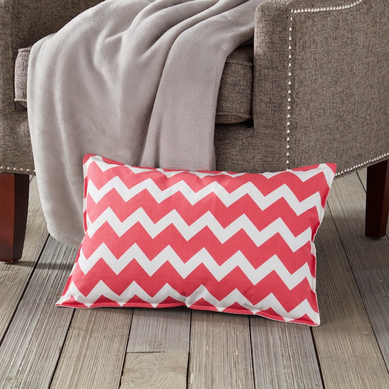 Chevron Cotton Canvas 22-inch Pillow - Pink