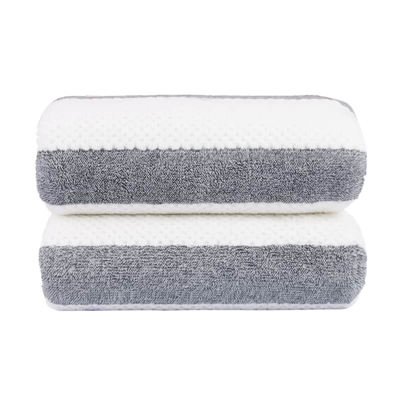Waffle Stripe Bath Towels 30" x 60" - Grey