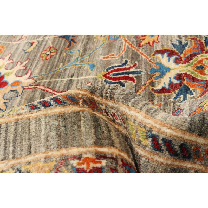 ECARPETGALLERY Hand-knotted Uzbek Ghazni Grey Wool Rug - 2'9 x 3'11