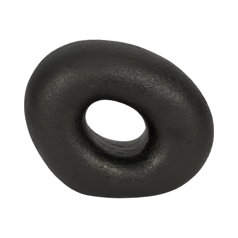 Sagebrook Home Ceramic Elegance Unique Slanted Circle Decor Piece for Modern Homes - Black - 8" x 4" x 7"
