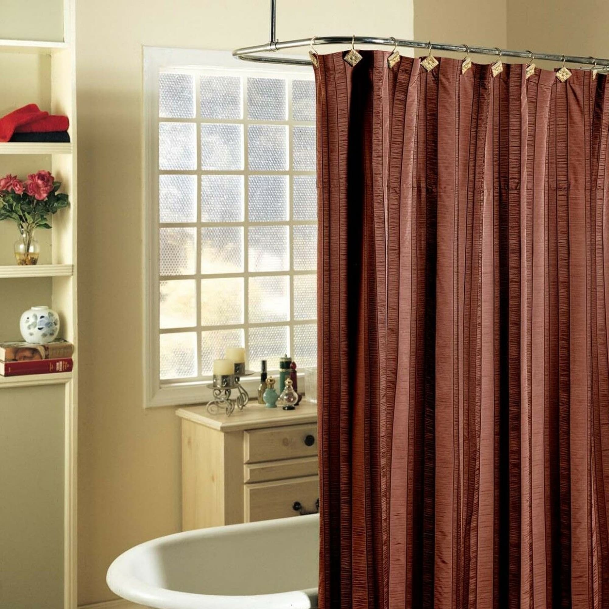Burgundy fabric online shower curtain