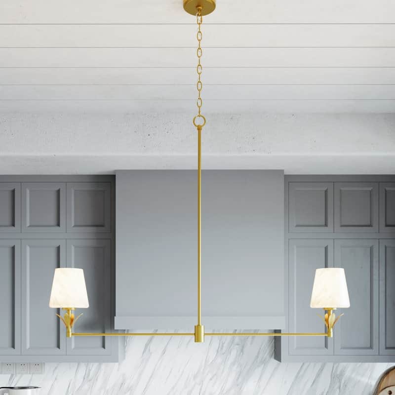 Acroma - 2 Light Gold Steel & Glass Dimmable Modern Linear Chandelier - N/A