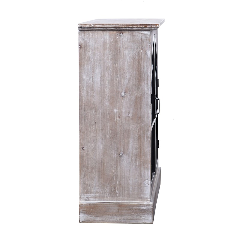 Grant - Gray Wood Cabinet With 2 Glass Doors and Black Metal - On Sale ...