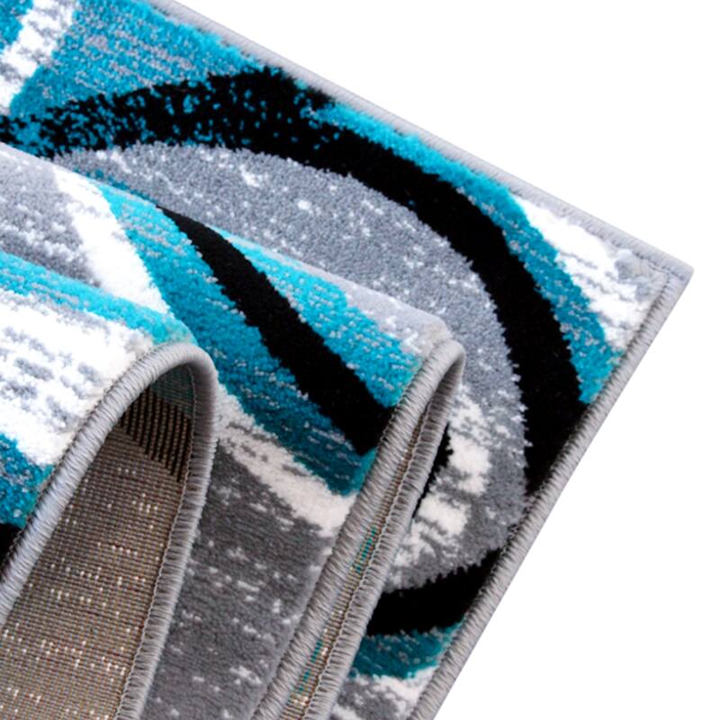 Modern Distressed Swirl Abstract Style Indoor Area Rug