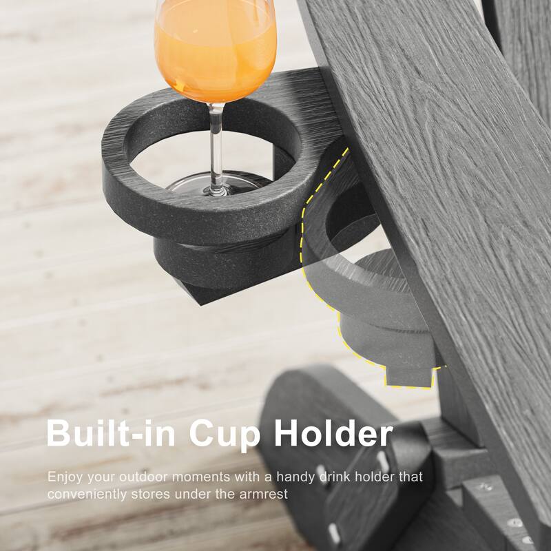 HDPE All-Weather Folding Adirondack Chair with Cup Holder