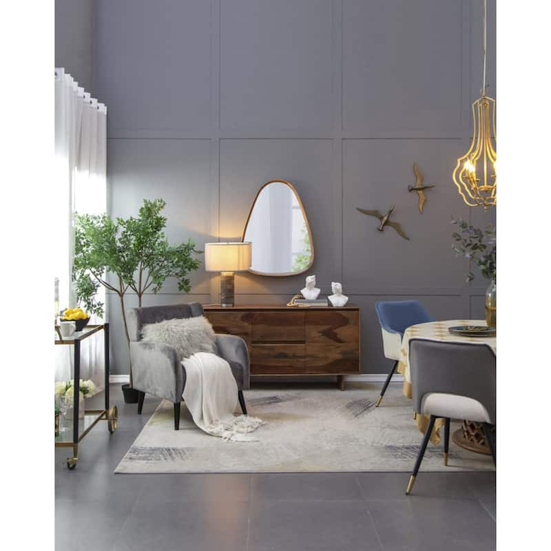 Teardrop Curved Edge Wood Wall Mirror - 36.75"