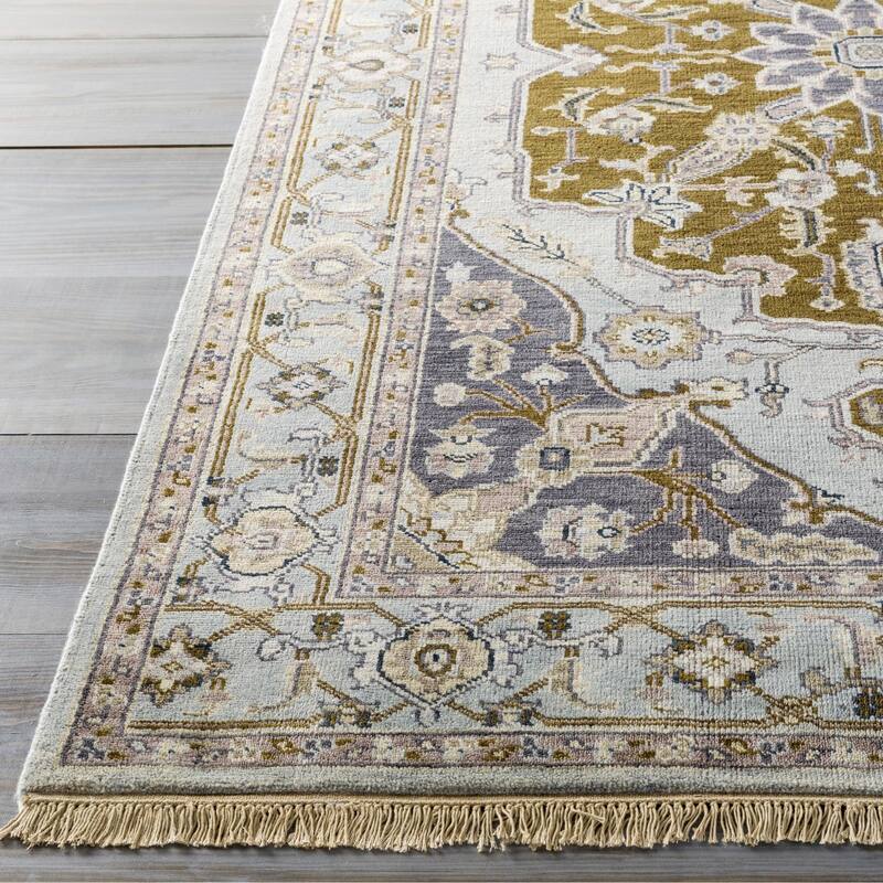 Hand-Knotted Tim Border New Zealand Wool Area Rug