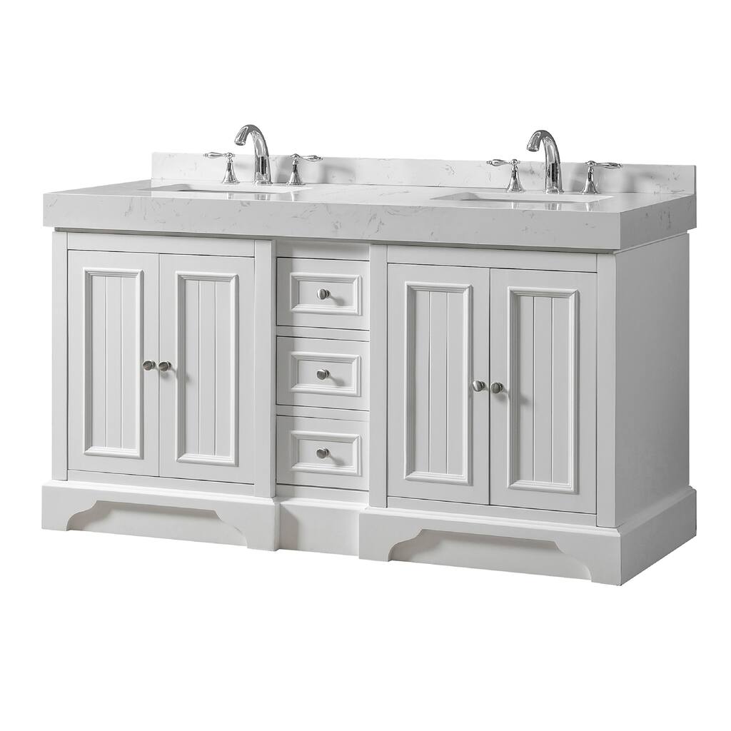 Kingswood Exclusive 60 in. Vanity in White with White Culture Marble Top
