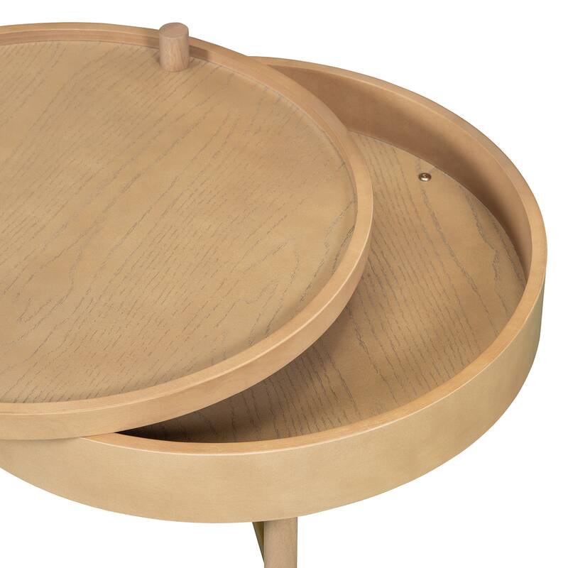 24" Modern Wooden Coffee Table with Rotating Top and Large Hidden Storage Space