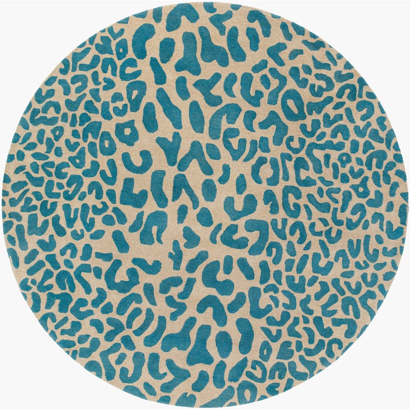 Livabliss Glam Athena Animal Area Rug - 8' x 8' Round - Teal