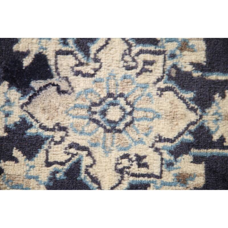 Blue Traditional Nain Persian Vintage Area Rug Handmade Wool Carpet - 1'9"x 2'10"