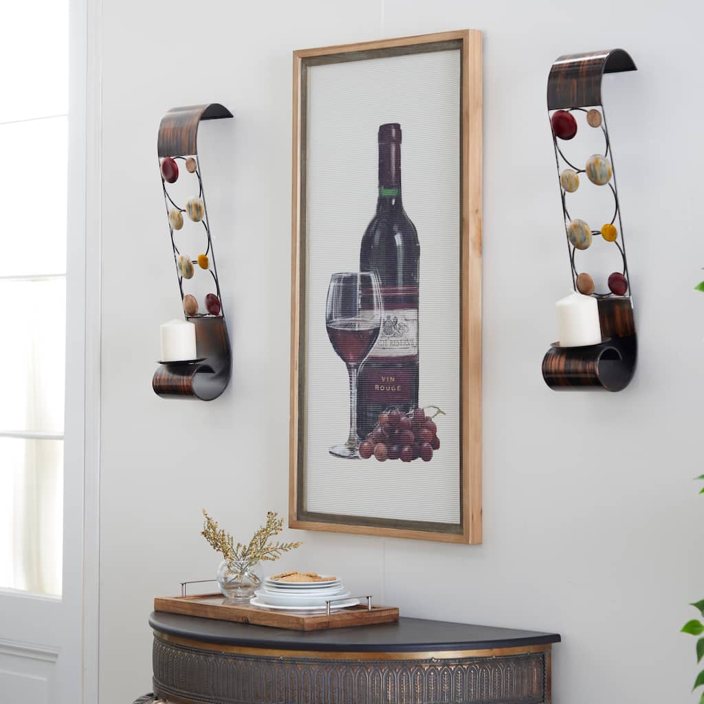 Brown Metal 2 Candle Wall Sconce (Set of 2) - 5 x 6 x 24