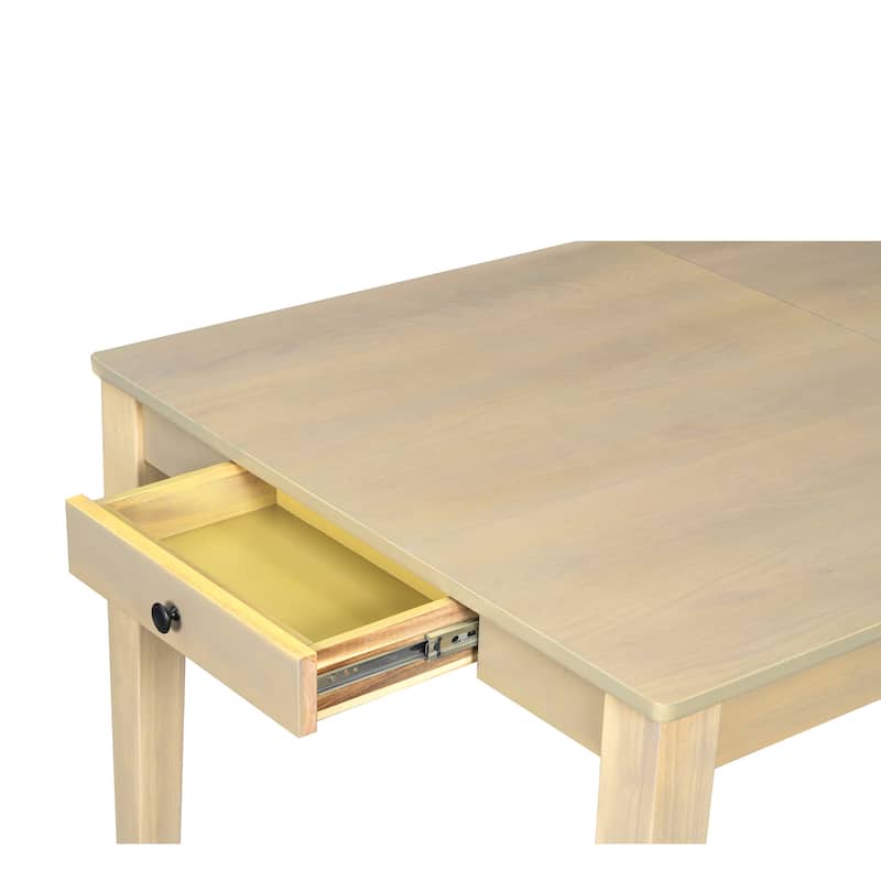 78.1'' Extendable Wood Dining Table Set with Removable Leaf and 6 Upholstered Dining Chairs