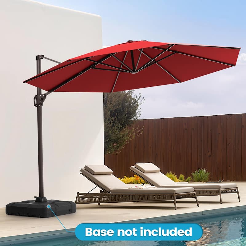 Outdoor 11 Ft Patio Cantilever Offset Umbrella with 360 Degree Rotation